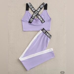 Women's Purple Sports Bra and Leggings Set